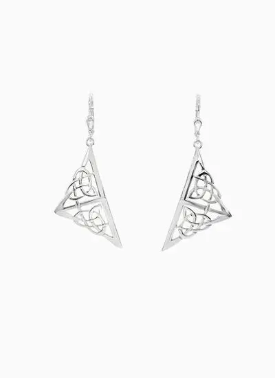 Sterling Silver Celtic Art Deco Earrings Intricate Celtic knotwork